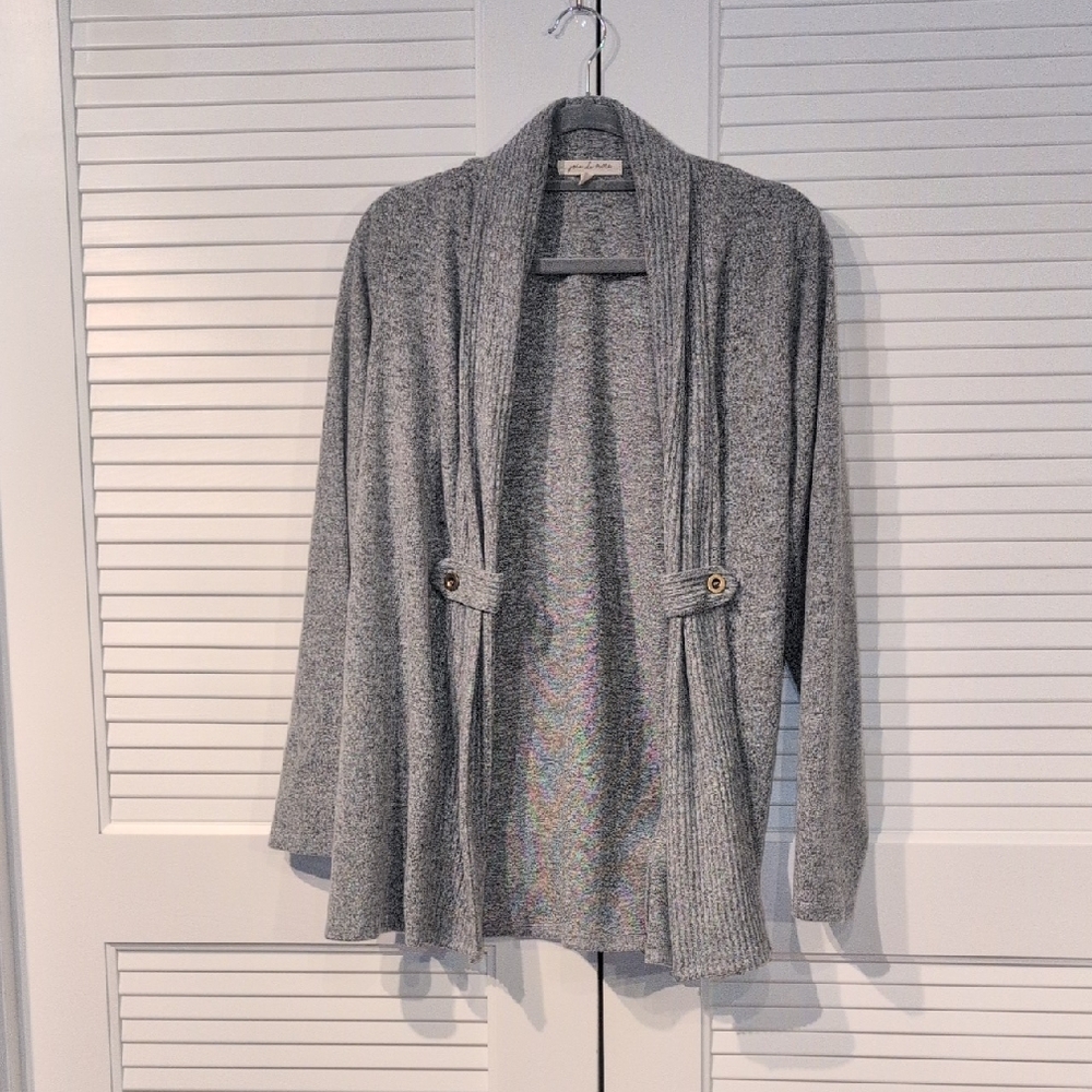 Joie de Vivre Gray Knit Open Cardigan - Picture 2 of 6